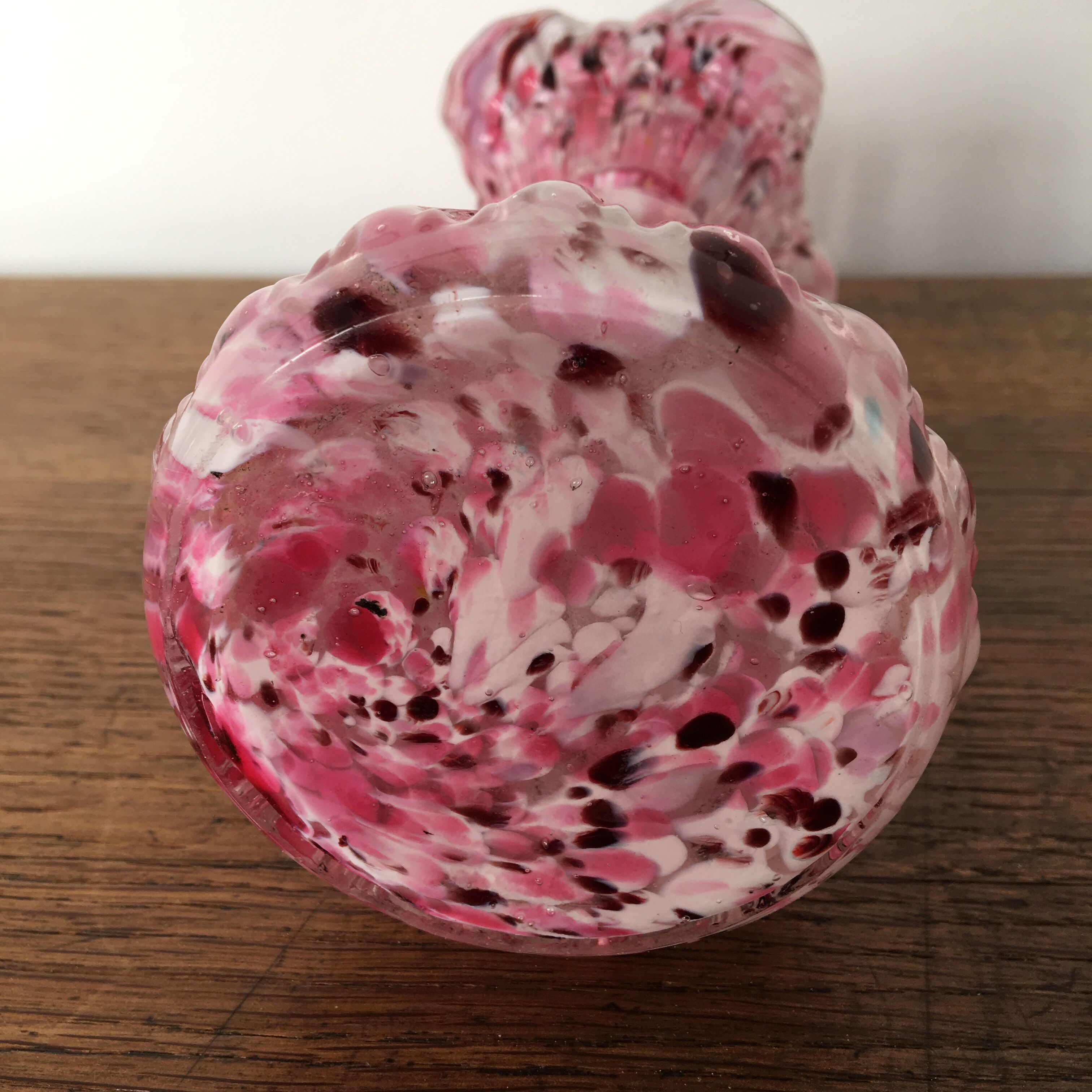 Vase verre de clichy moucheté  rose