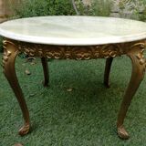 Louis XV coffee table bronze and marble