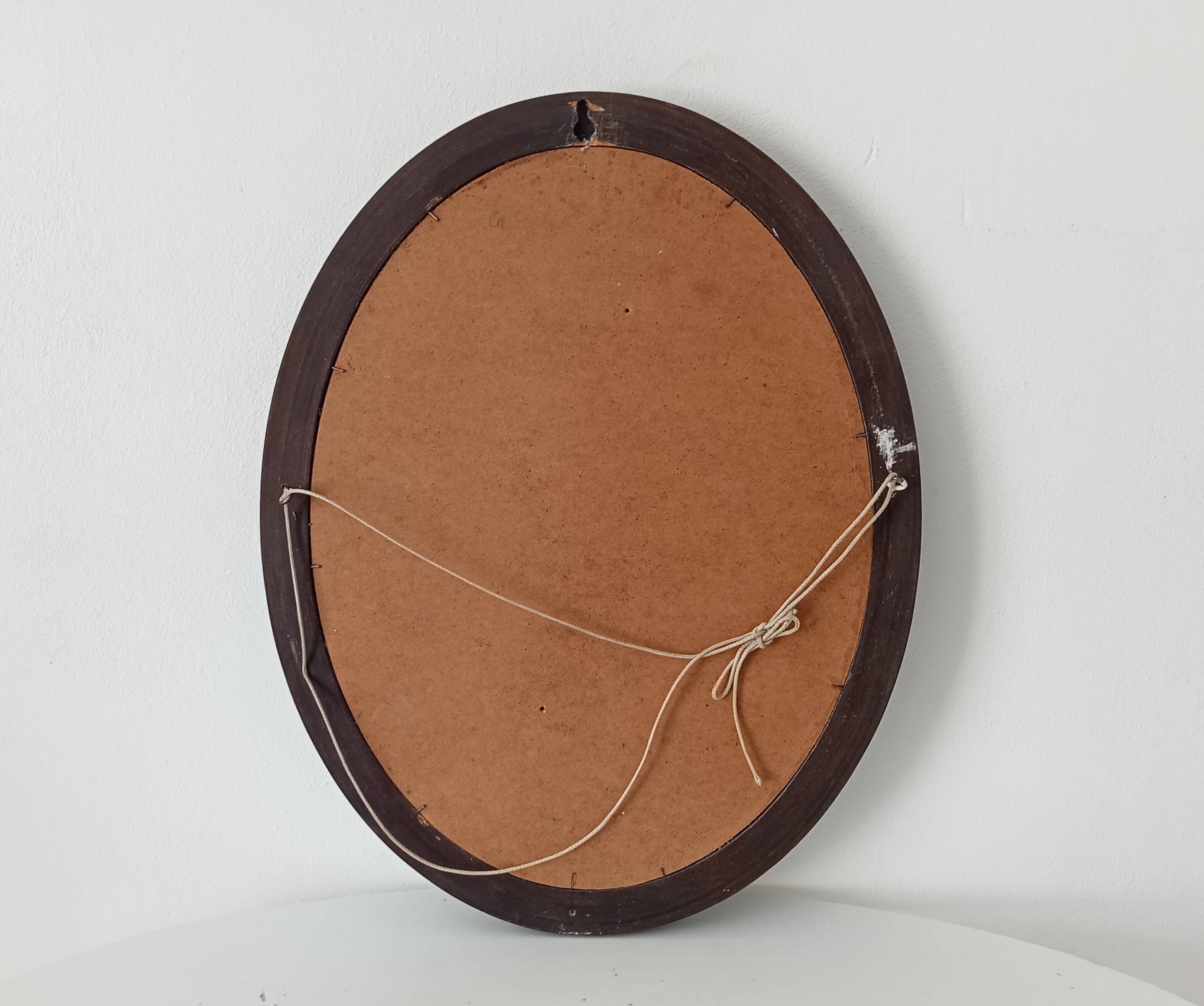 Miroir ovale en bois, années 60