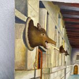 Old oil painting on canvas
