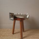 Aluminum candle holder handcrafted fir silver metal African art unique piece candlestick