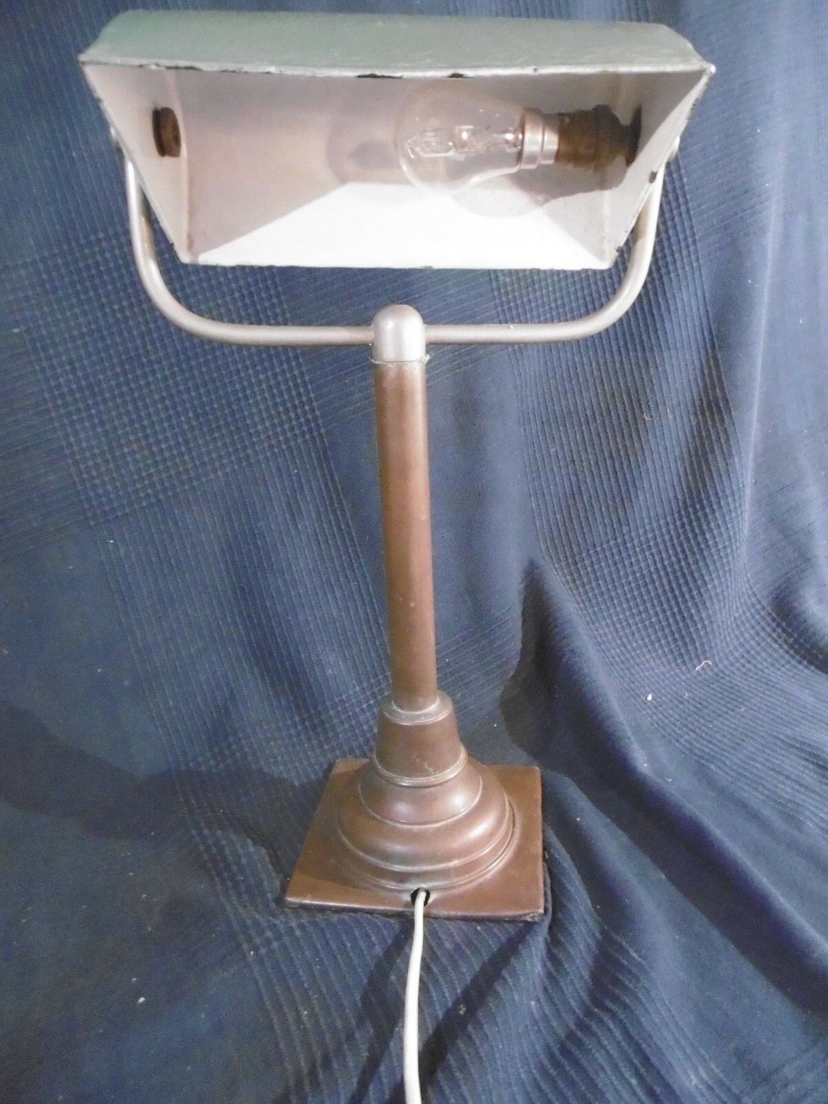 Copper desk lamp and industrial green enamel lampshade 1900