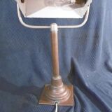 Copper desk lamp and industrial green enamel lampshade 1900