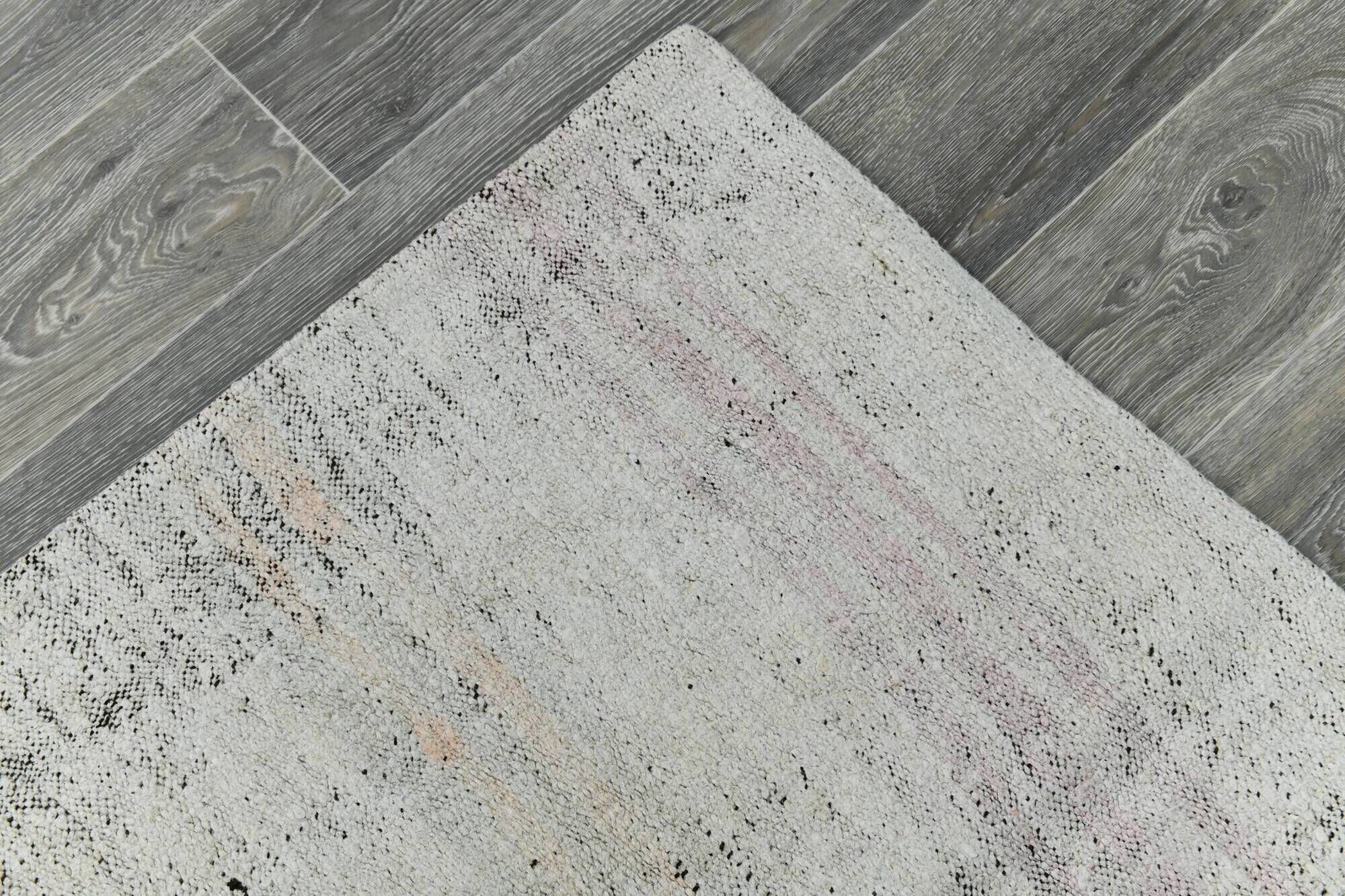Off White Turkish Vintage Kilim Rug, Handwoven Bohemian Carpet, 23x328Cm