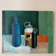 Old painting, still life with bottles signed Milliquet (1896-1982)