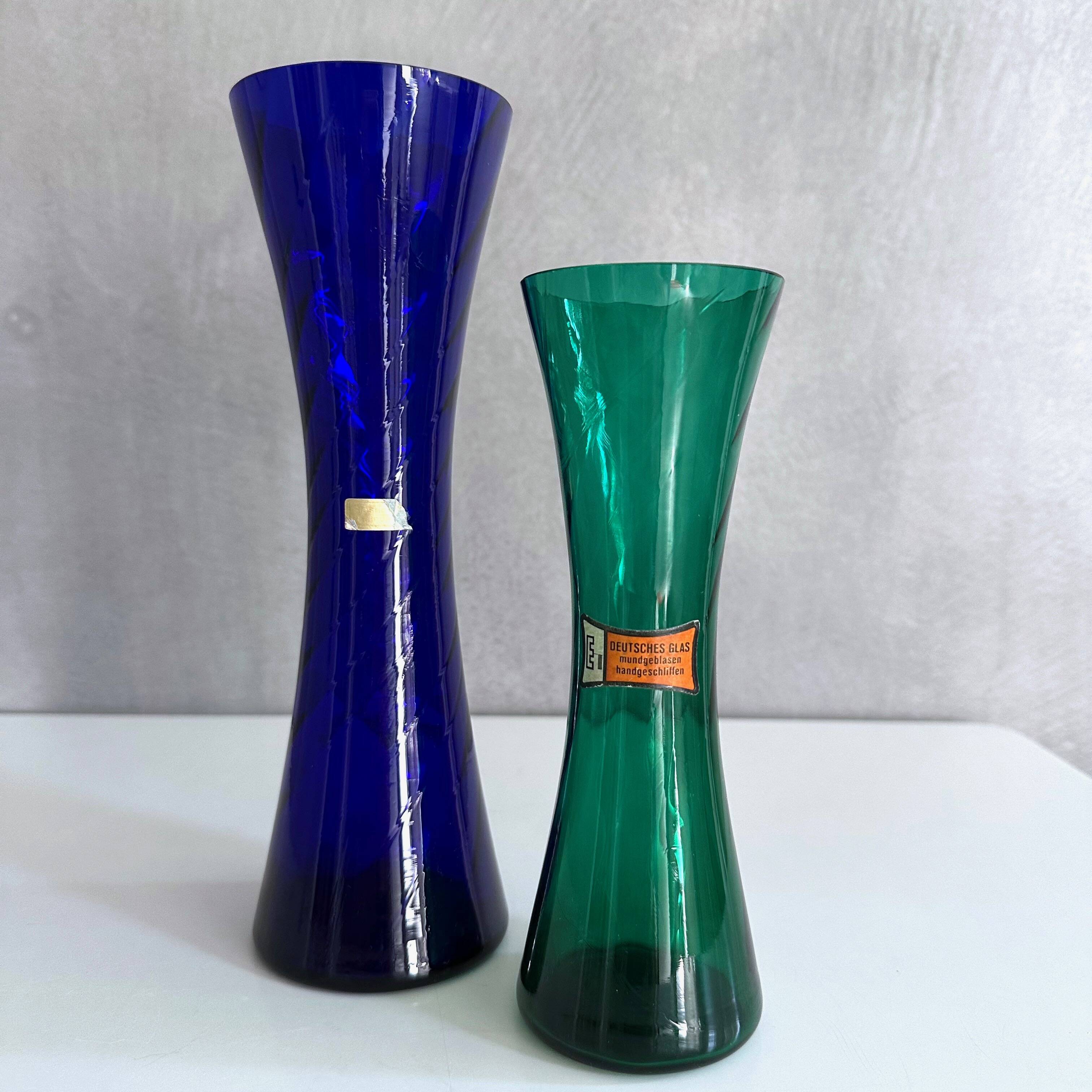 Mid Century glass vases, crystal glass, glassworks Rheinpfalz, 60's