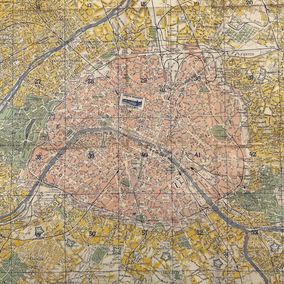 Map of Paris from the 1940s