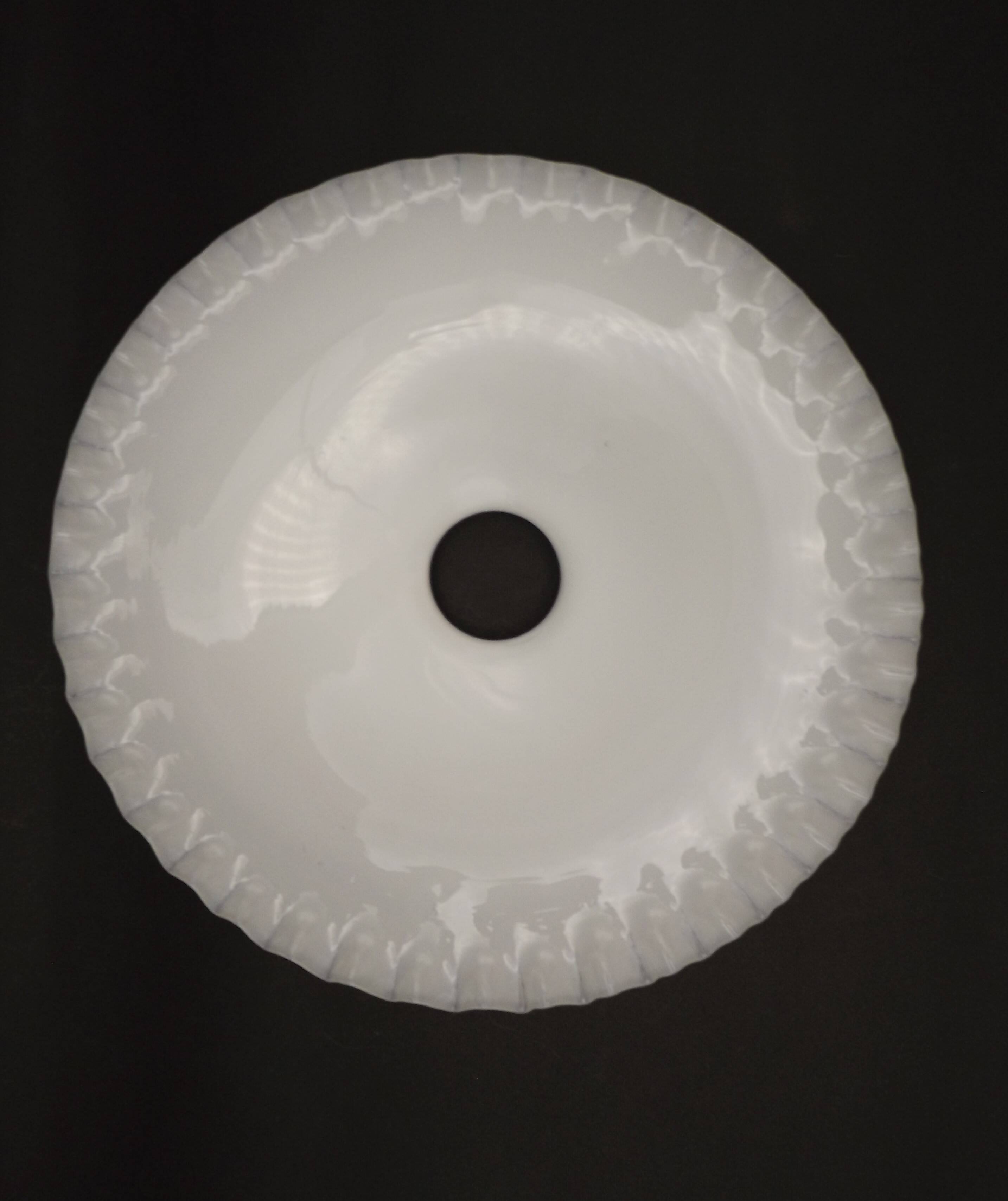 Opaline white glass pendant lampshade with scalloped edge 256