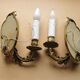Elegant old pair of bronze mirror appliques - Walking State