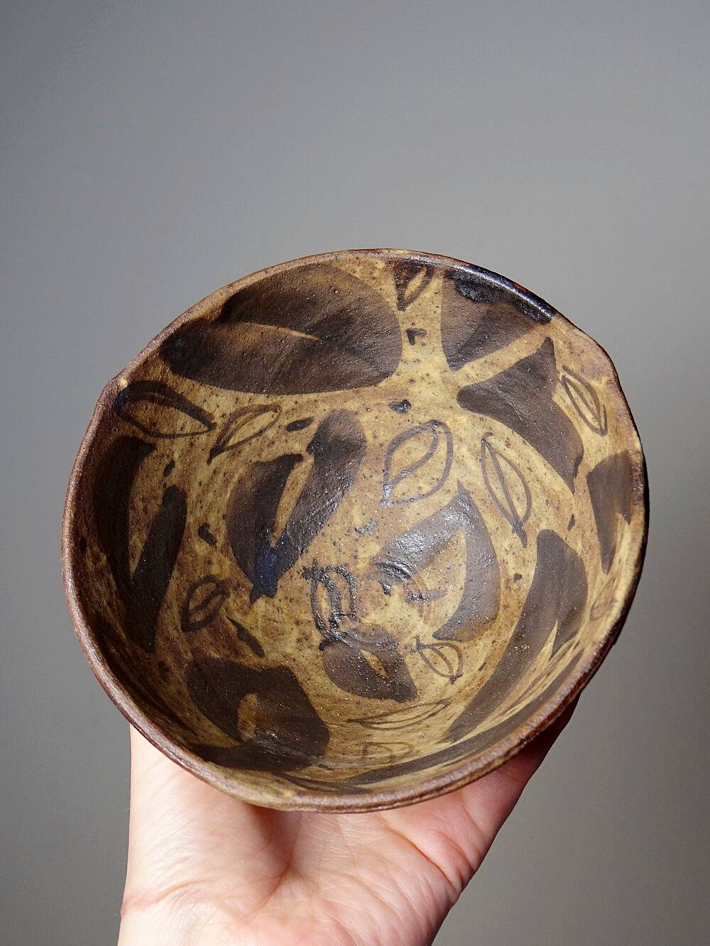 Pair of mismatched vintage "Wabi-Sabi" handcrafted ceramic/stoneware bowls