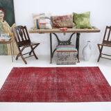 Tapis rouge affligé vintage 195x113cm