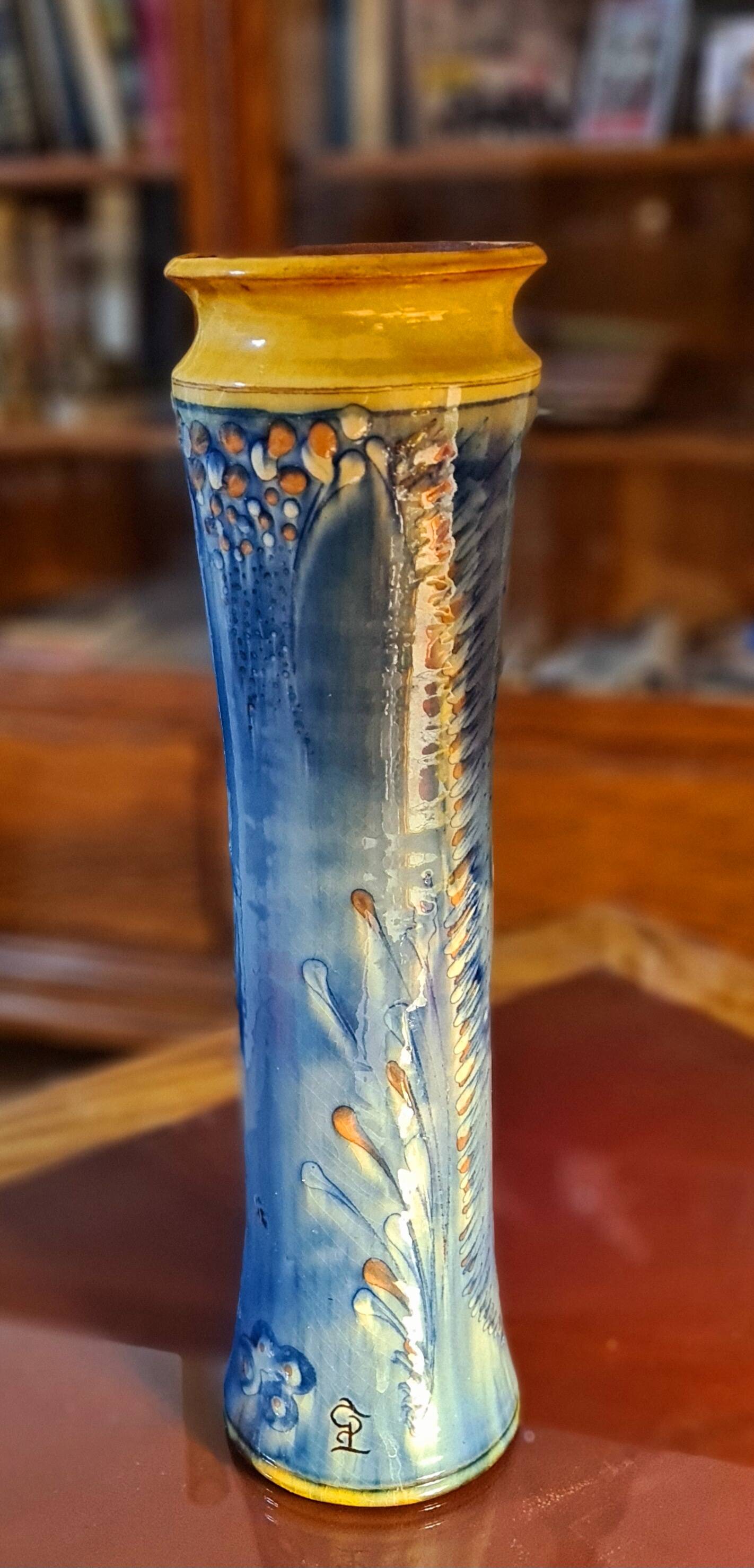 Very large signed roller vase (to be deciphered)