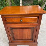 Louis-Philippe style bedside table or end table in cherry wood from the 1980s.