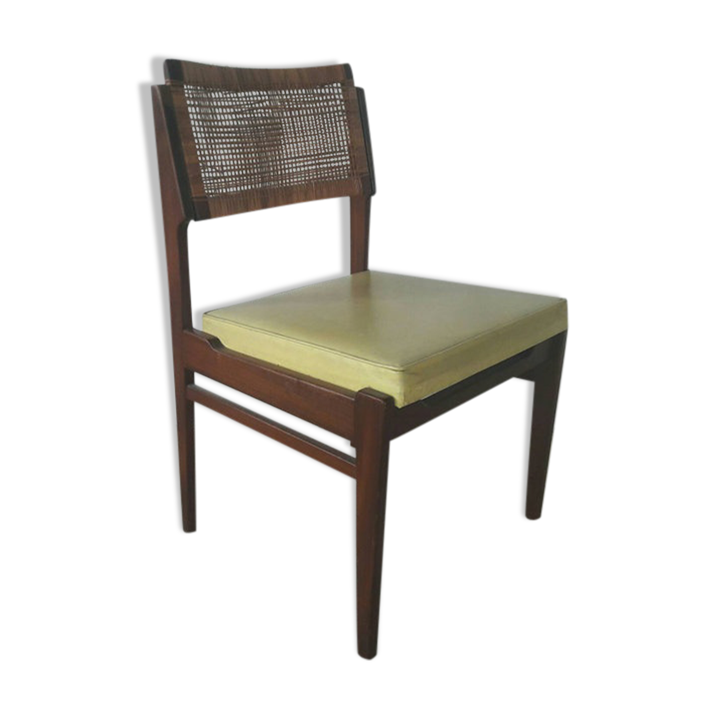 Chair in teak and rattan 70s