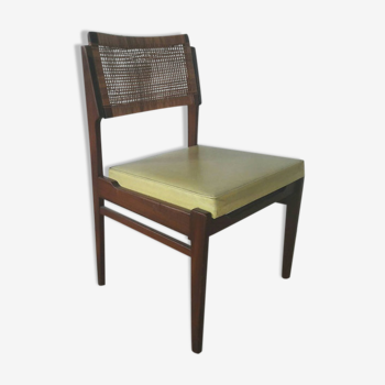 Chair in teak and rattan 70s