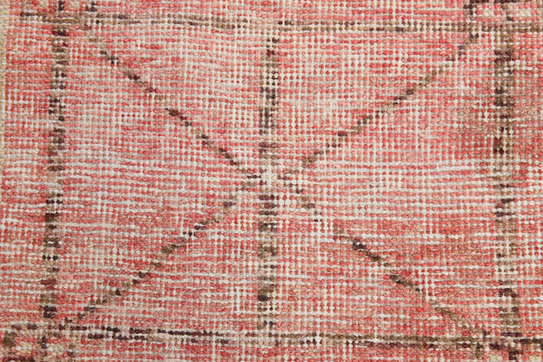 3x10 Turkish Pale Red & Pink Vintage Runner Rug, 83x313Cm