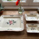 Old dishes in earthenware floral motif