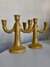 Pair of glazed earthenware candlesticks Pichon Uzès 1960