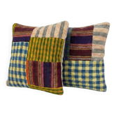 Set of 2 vintage kilim cushion covers 51x51 cm