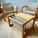 Iconic set of 2 safari armchairs by karin mobring and their coffee table – vintage ikea design in solid pine, vintage