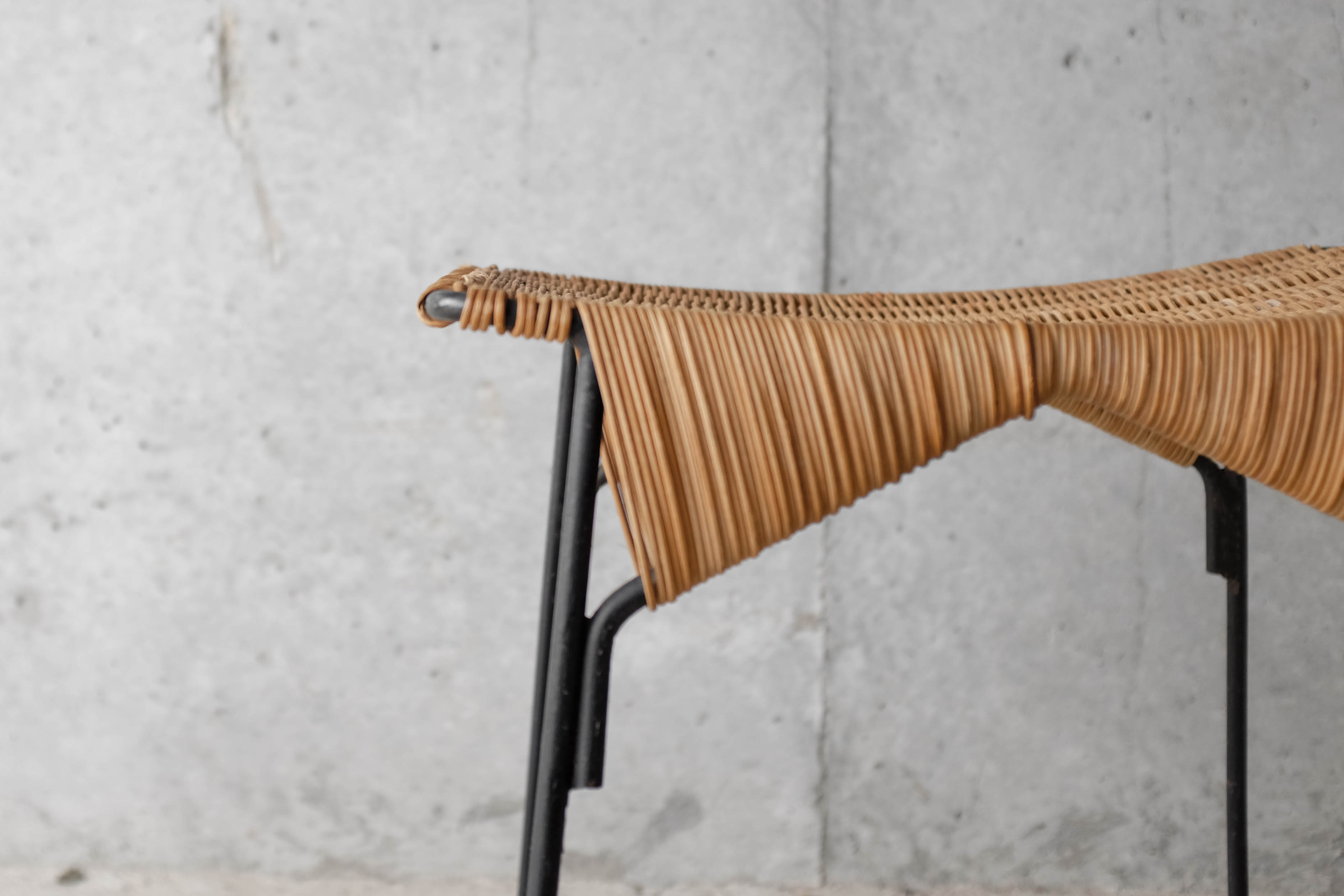 Stool metal and rattan years 60