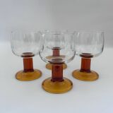 Set of 4 amber stem glasses