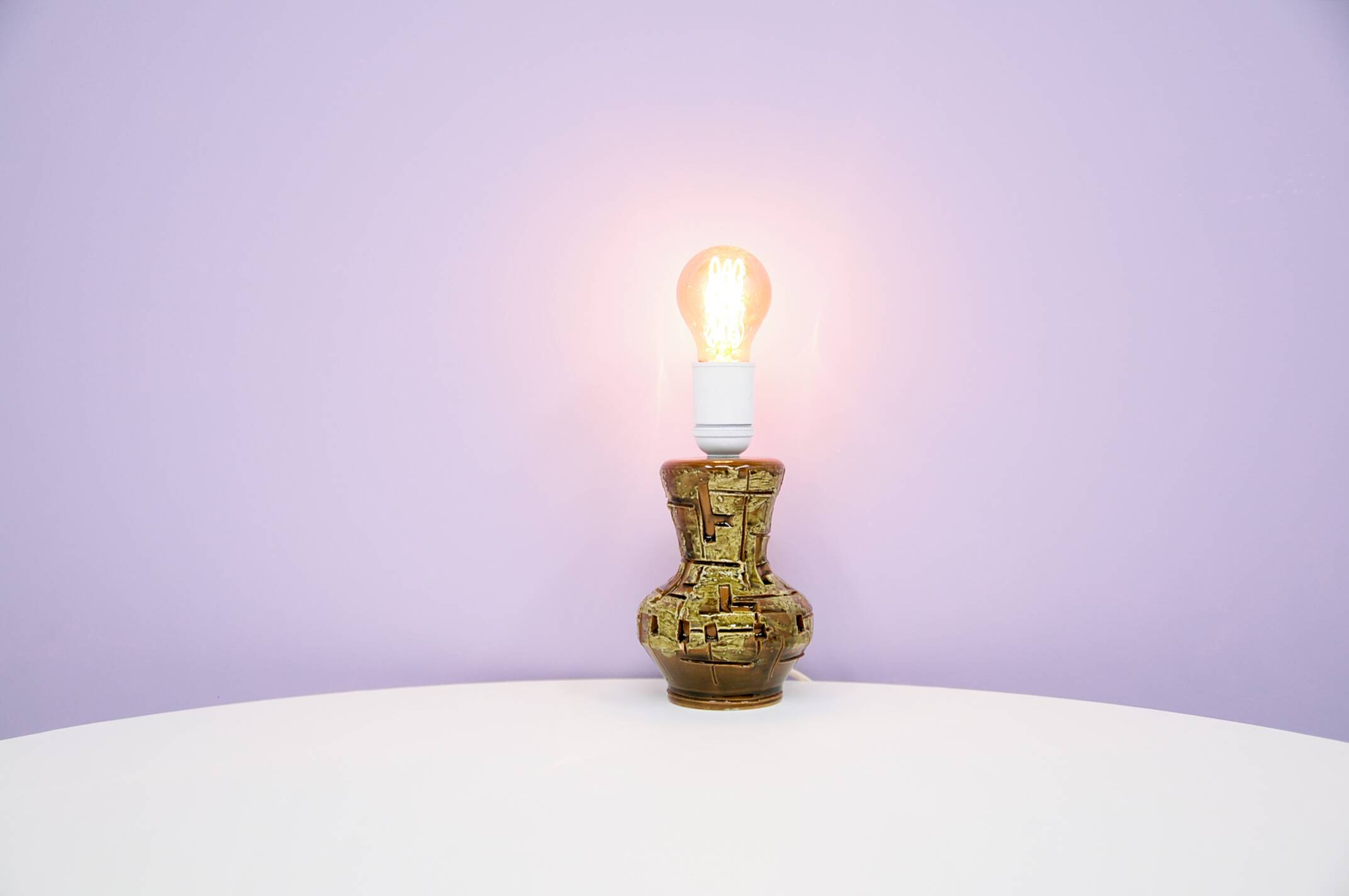 Vintage green & brown ceramic table lamp