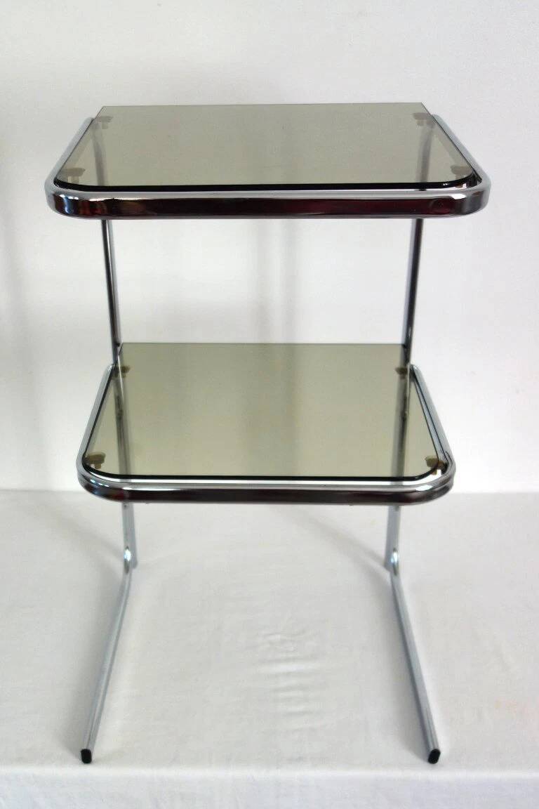 70s chrome and smoked glass side table