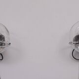 set Basket-Globe wall lamps with raindrop glass bowl by Raak, 1970s