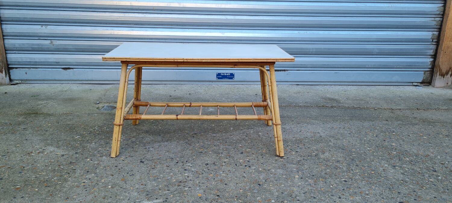 Rattan coffee table 50s
