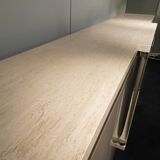 Lacquered, travertine and plexiglass sideboard, Belgo Chrom, 1970s