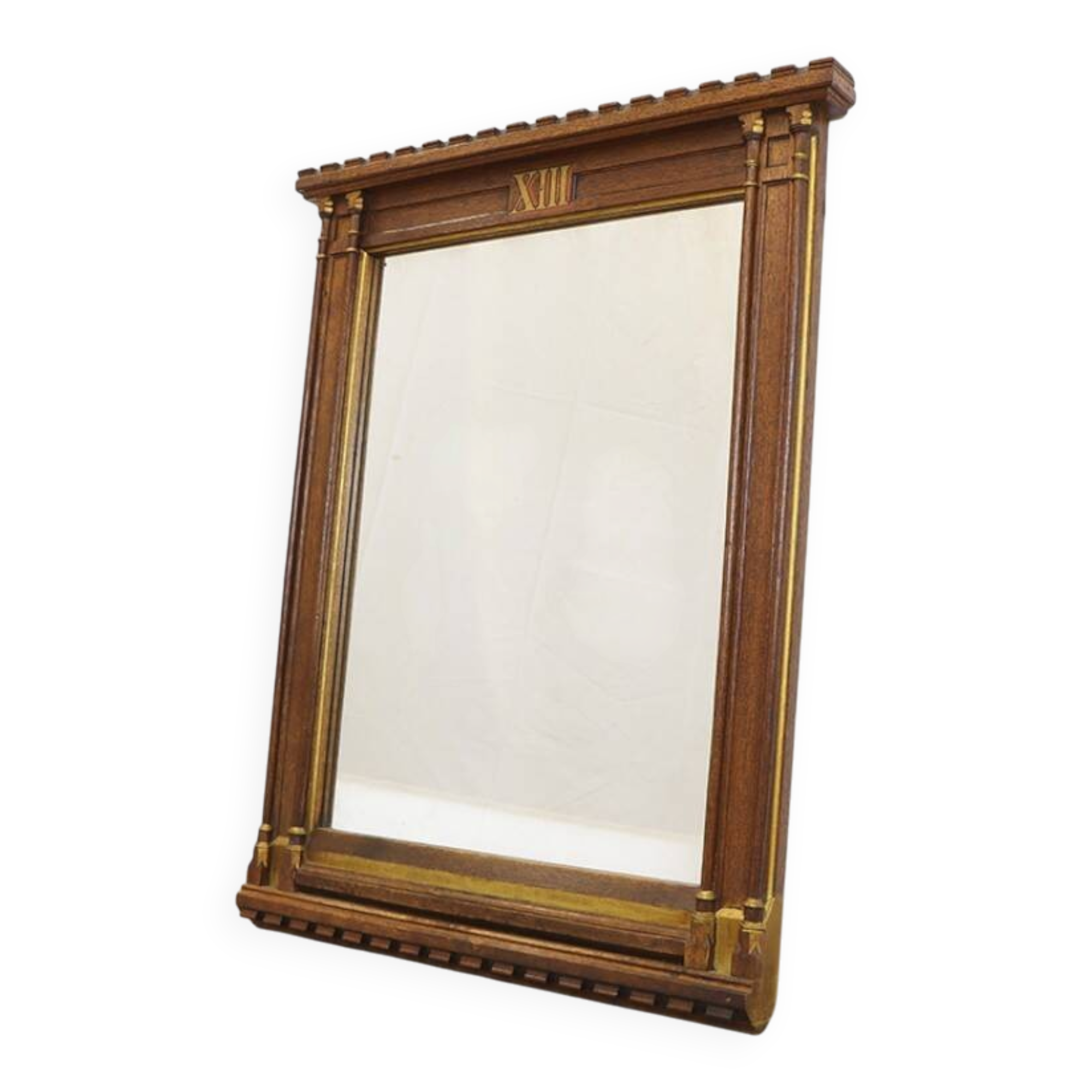 Antique Mirror in oak crossway frame