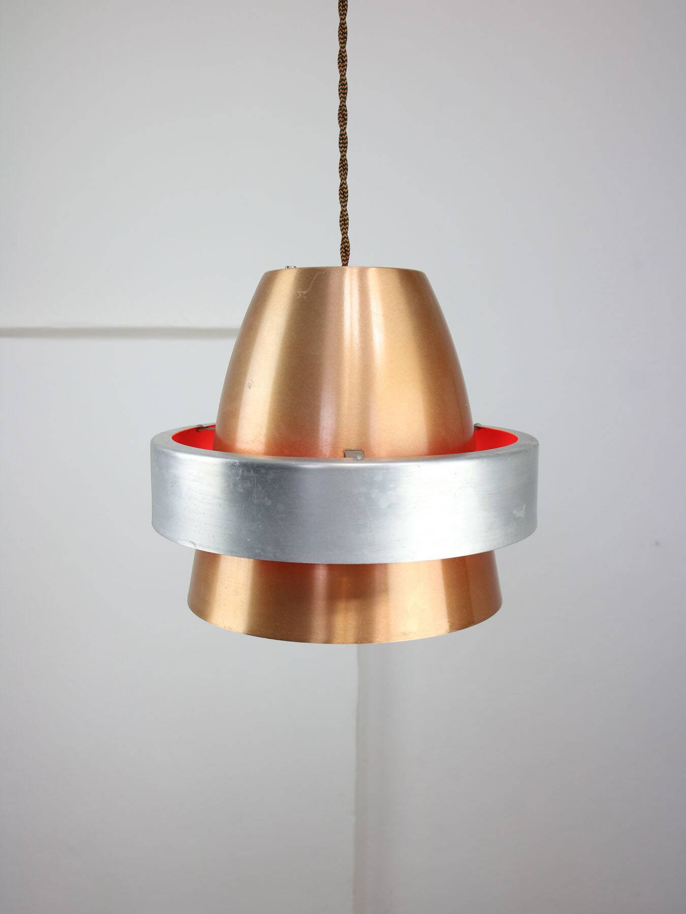 Italian  Aluminum Space Age Pendant Lamp in Copper color, 1970s