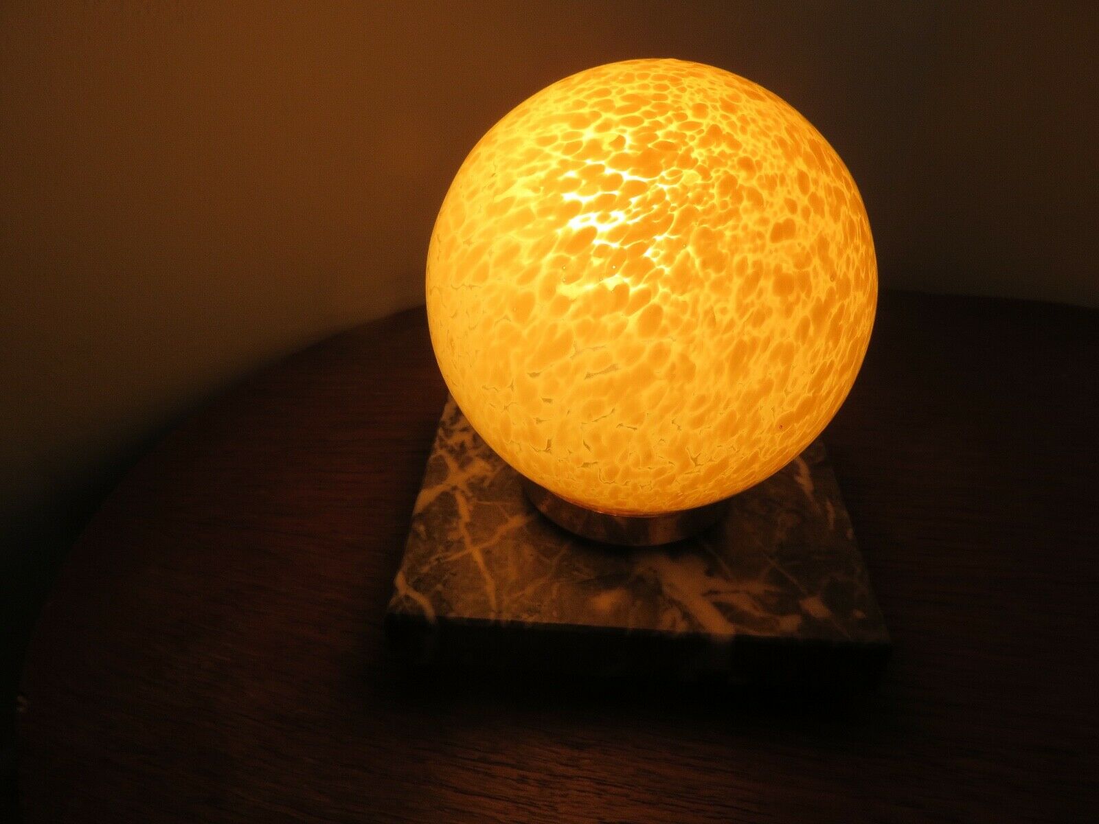 Glass lamp Clichy yellow and marble years 30/40