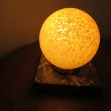 Glass lamp Clichy yellow and marble years 30/40