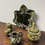 Vallauris fat lava ceramic condiment set