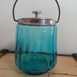 Bonbonnière en verre bleu