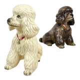 Pair of poodles, ceramics, Mid-century