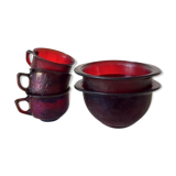 Lot bols and cups arcoroc sierra 70 red glass
