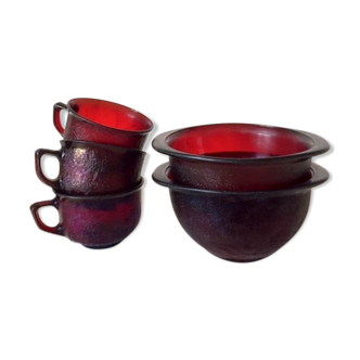 Lot bols and cups arcoroc sierra 70 red glass
