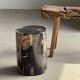 Black petrified wood side table with beige side H35 D24 - 3352
