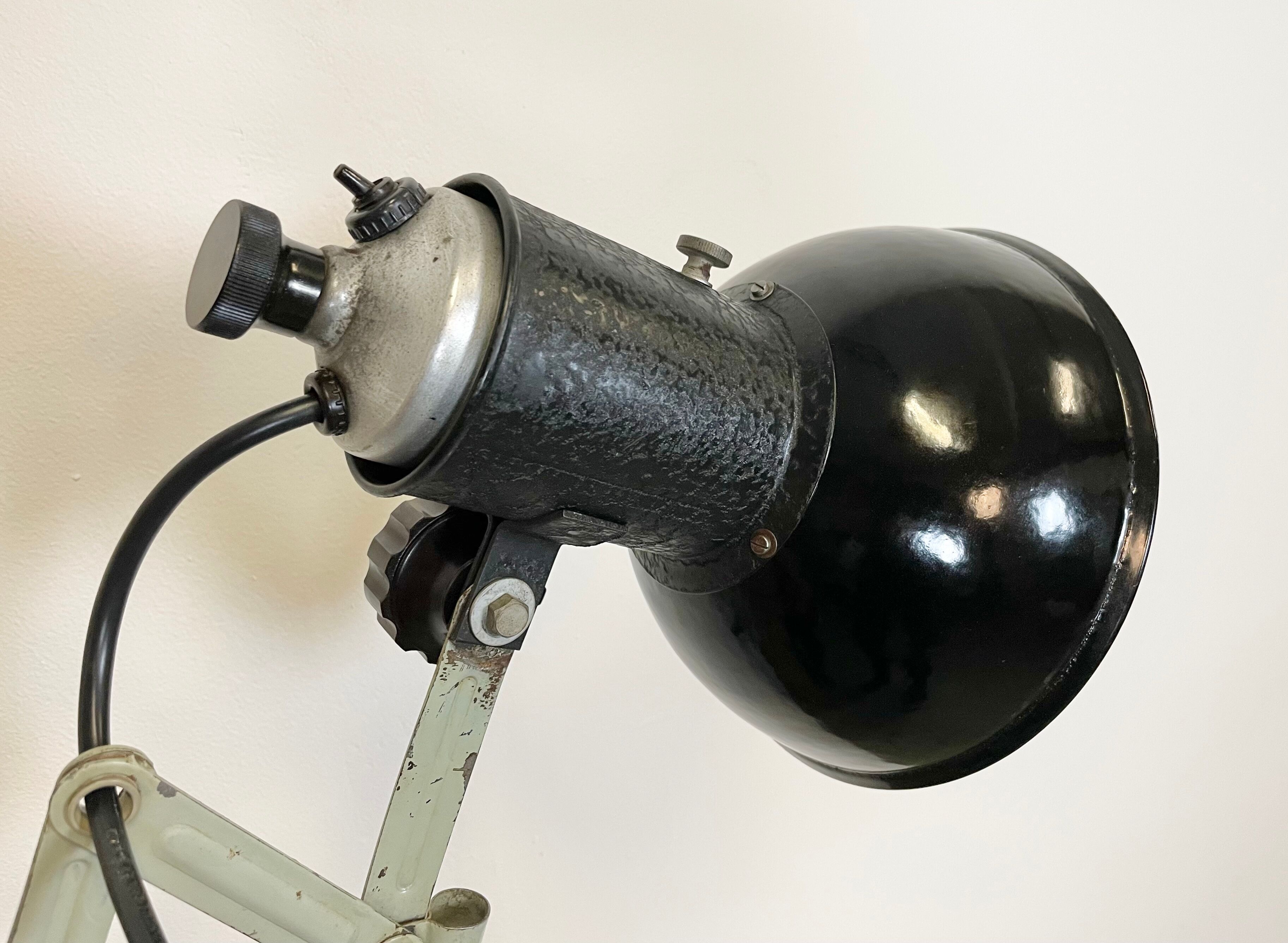 Vintage industrial black enamel scissor wall lamp, 1950s