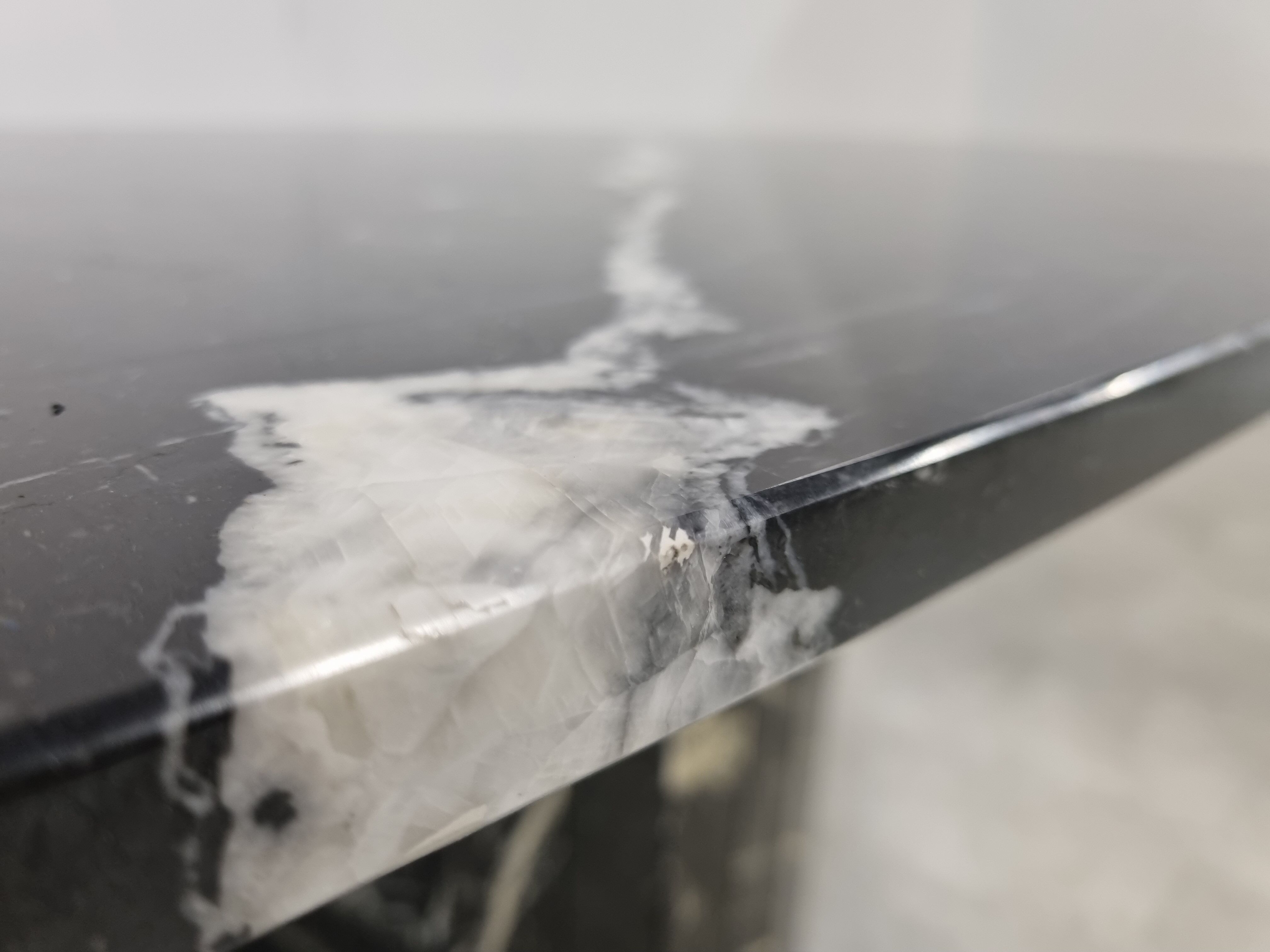 Vintage oval black marble dining table, 1970s