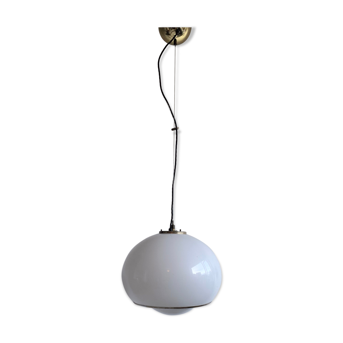 Mid century plastic and brass 'bud' pendant lamp by Guzzini for Meblo, Slovenia, c.1970
