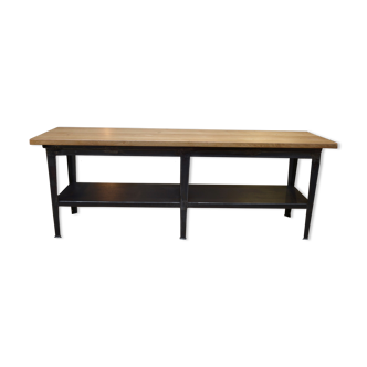 Lanyard Table console with 2 trays in metal and oak