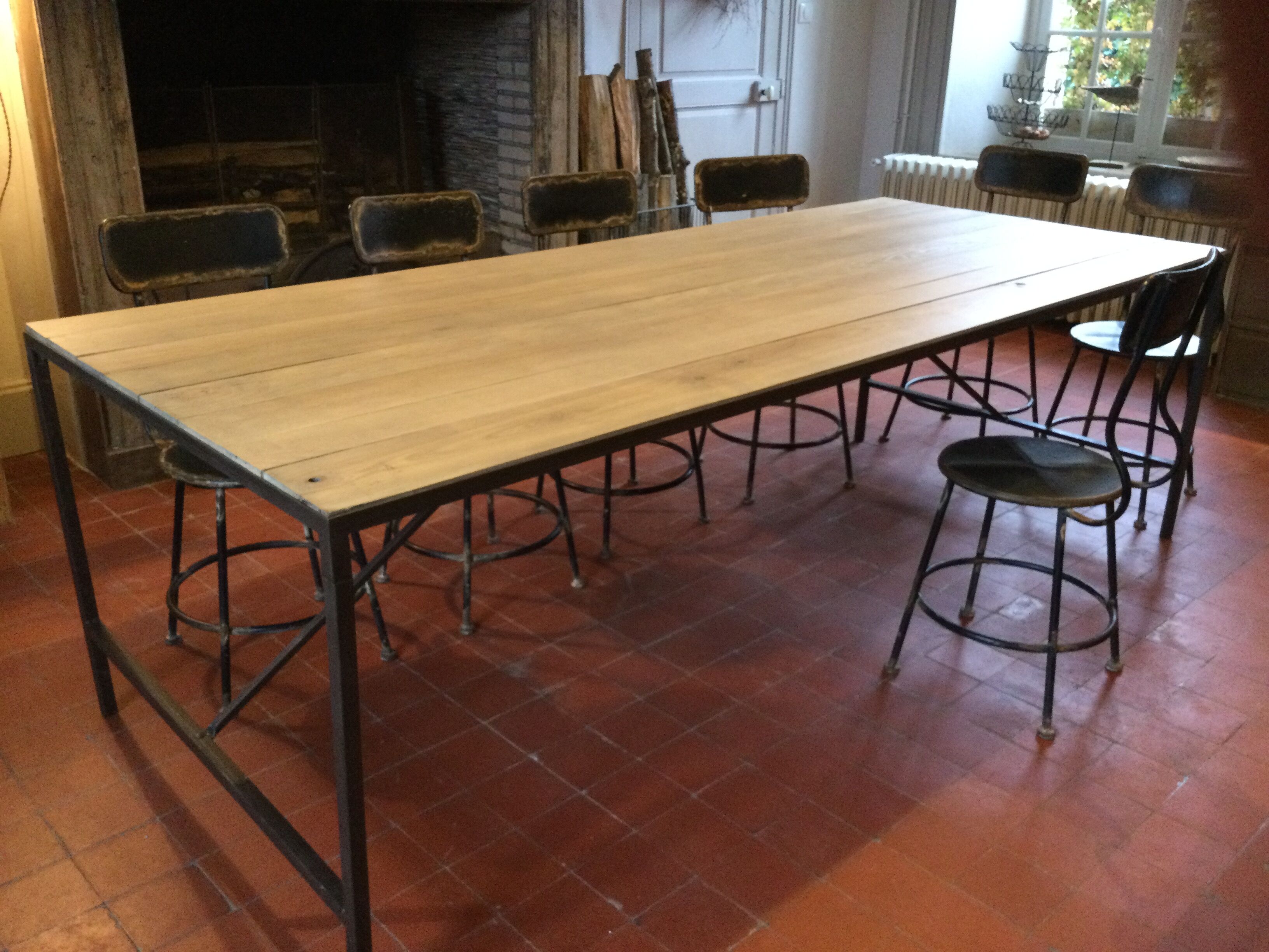 Wood and iron dining table