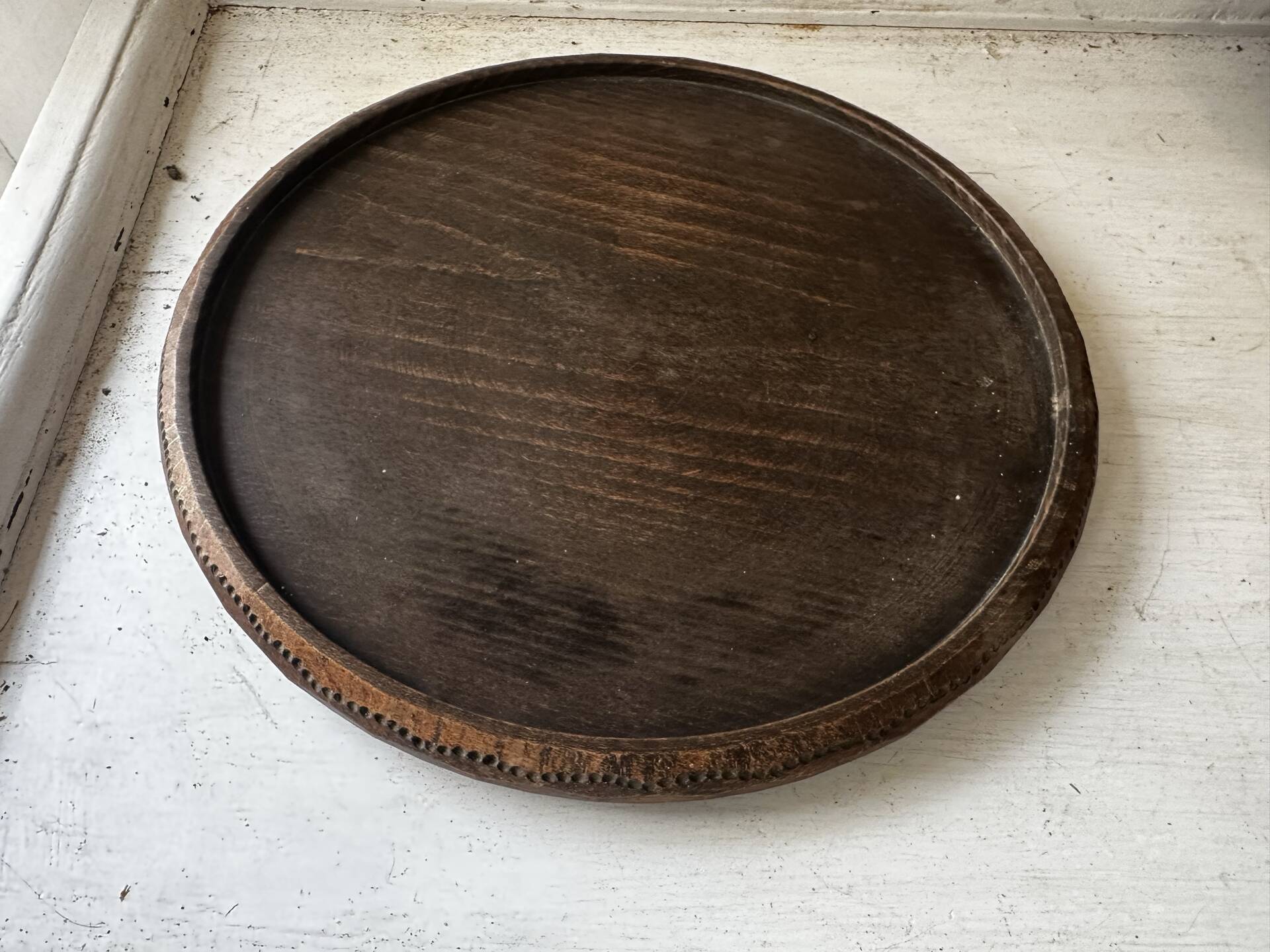 Mid-Century wooden platter or trivet - D 24 cm