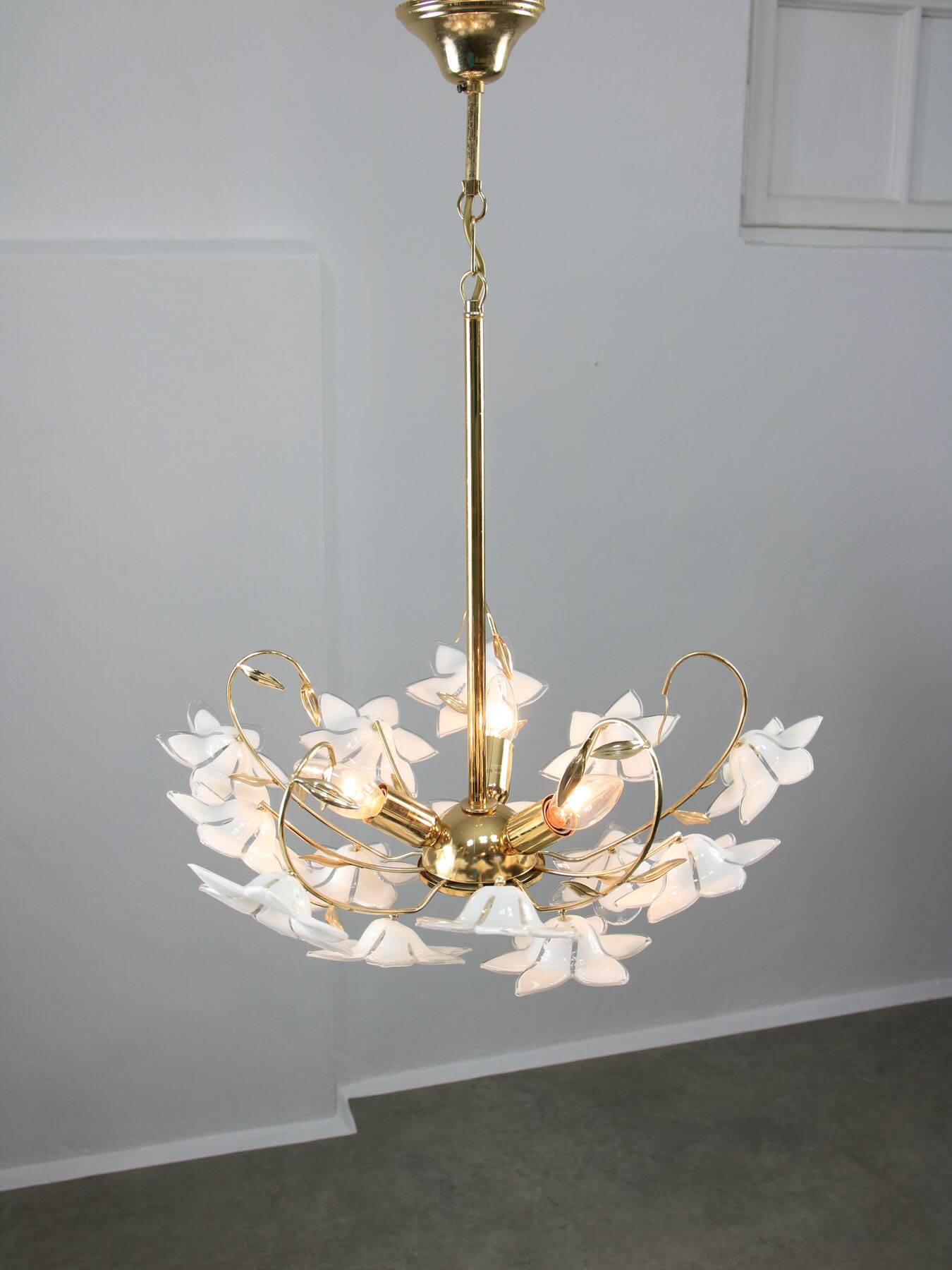 Vintage Italian Murano Glass Flower Chandelier