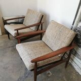 Pair of Scandinavian teak armchairs 1960