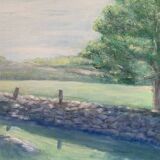 Vintage Original Oil On Canvas Painting Rural Landscape  1995